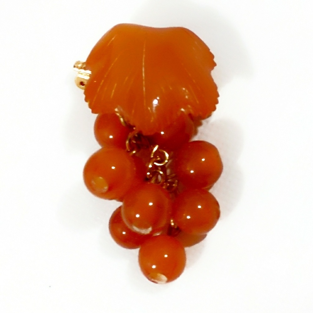 Vintage Kaliningrad Amber Combine Baltic Butterscotch Amber Grape Leaf Brooch - Picture 6 of 9